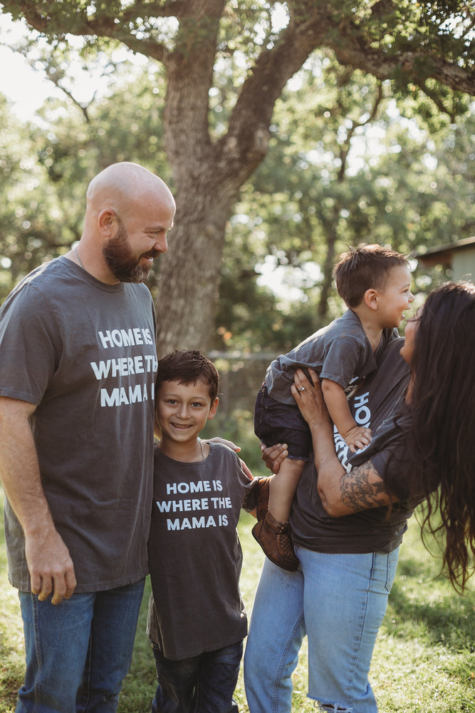 
                  
                    Load image into Gallery viewer, Home is where the mama is Kids Scoop Neck Tee -  Charcoal
                  
                