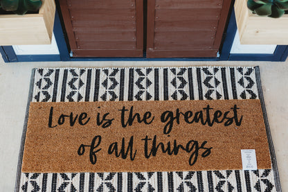 Love Is the Greatest of All Things XL coconut coir doormat by Modern Burlap