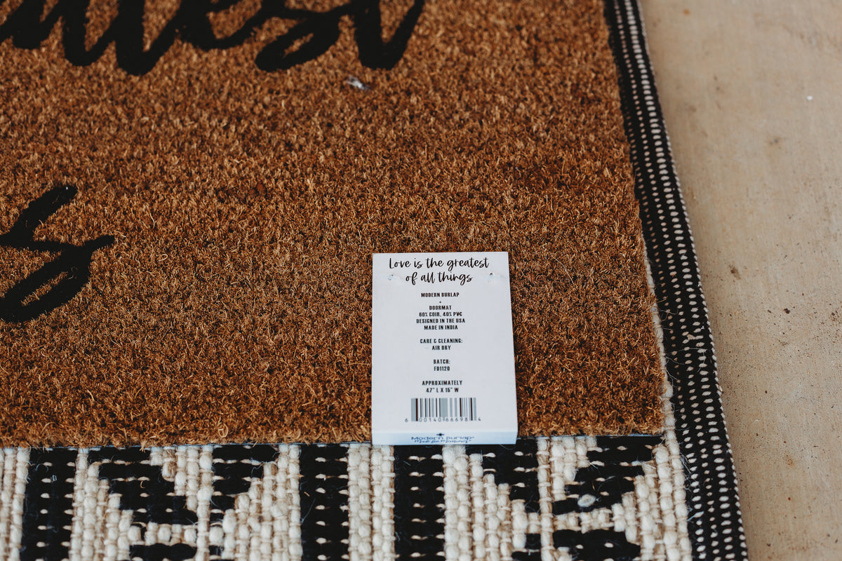 Love Is the Greatest of All Things XL coconut coir doormat by Modern Burlap