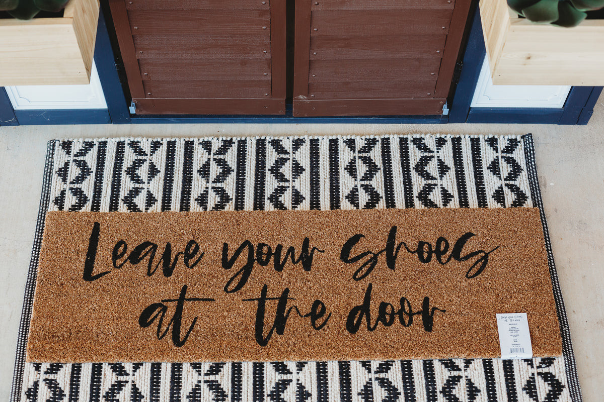Leave Your Shoes at the Door XL coconut coir doormat by Modern Burlap