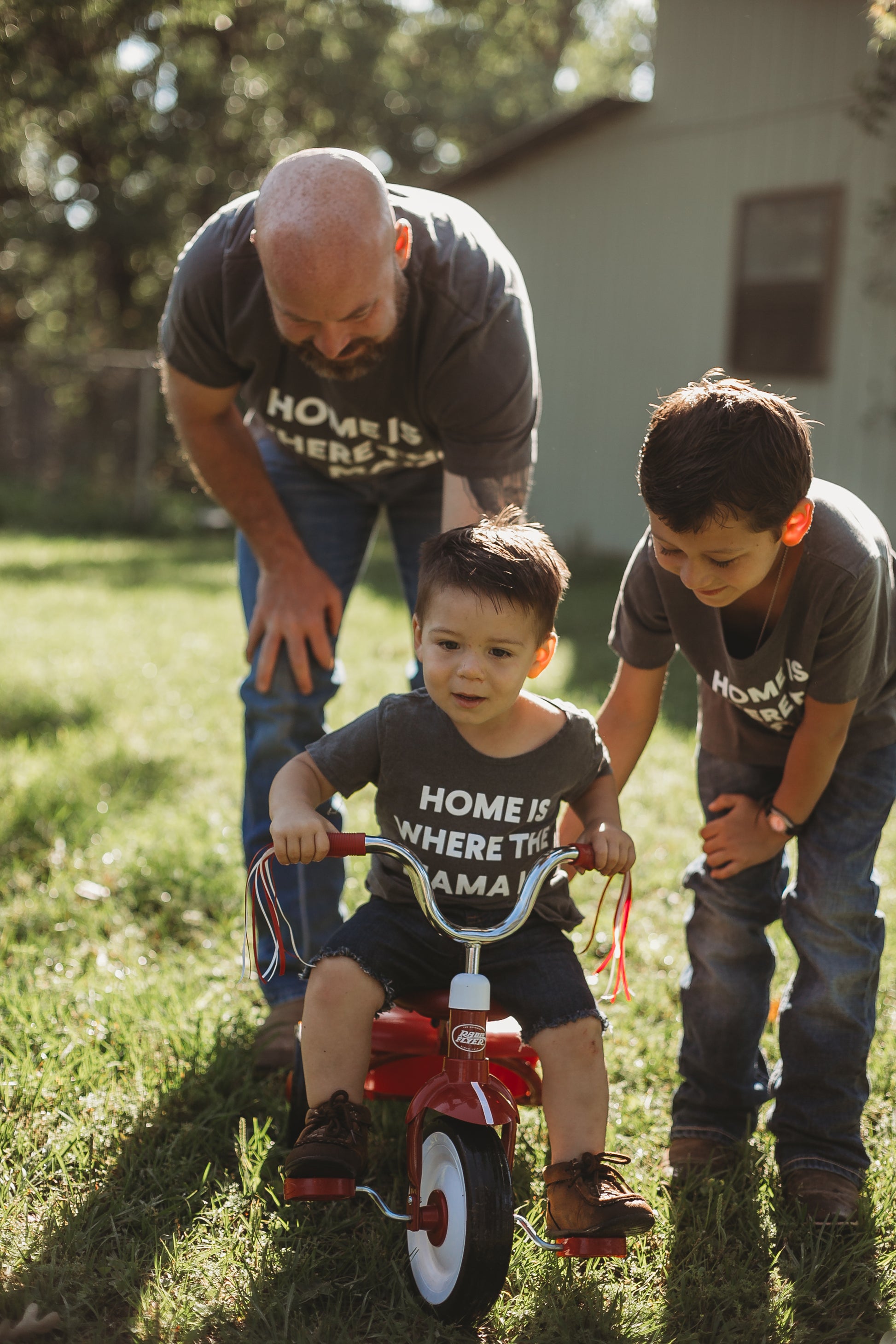 Home is where the mama is Unisex Crewneck Tee -  Charcoal