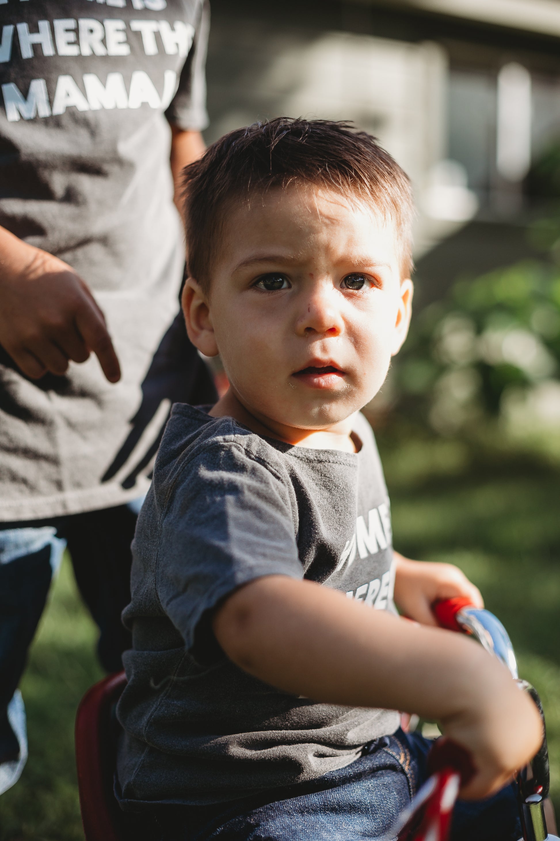 Home is where the mama is Kids Scoop Neck Tee -  Charcoal