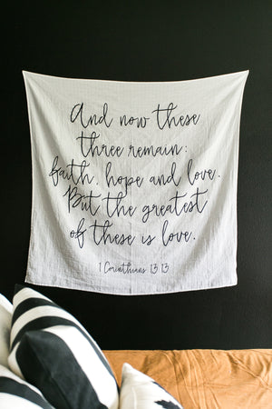 
                  
                    Load image into Gallery viewer, Organic Swaddle -  1 Corinthians 13:13
                  
                