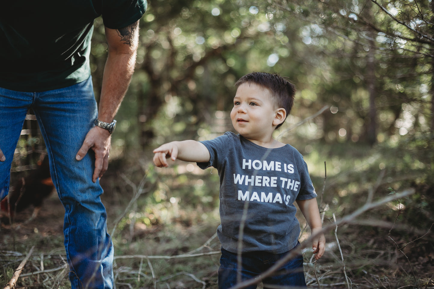 Home is where the mama is Kids Scoop Neck Tee -  Charcoal