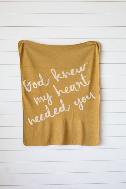 Made in the USA | Recycled Cotton Blend  God knew my heart needed you Throw Blanket