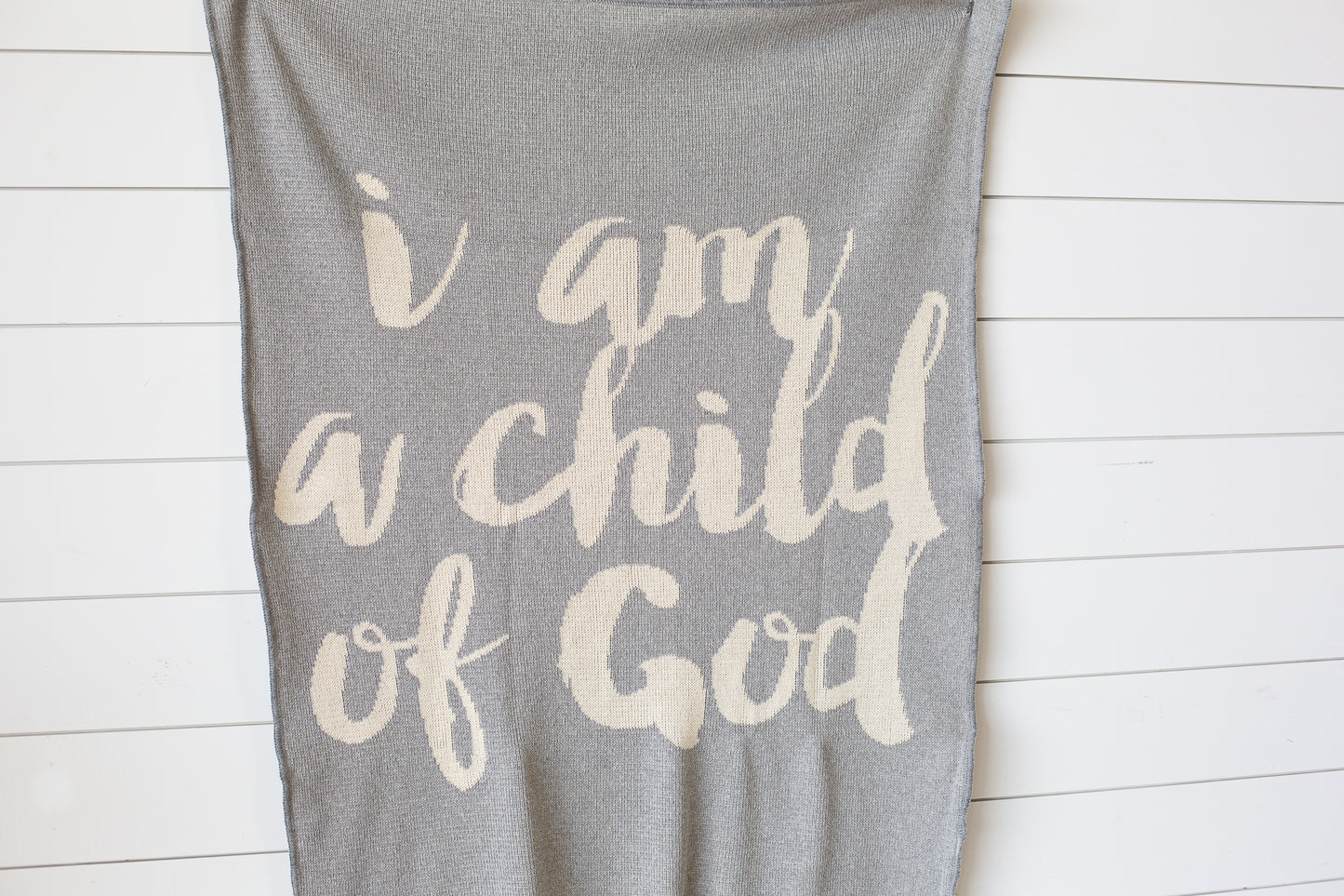 I Am a Child of God Recycled Cotton Throw Blanket | Made in USA