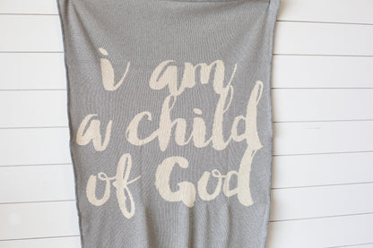 I Am a Child of God Recycled Cotton Throw Blanket | Made in USA