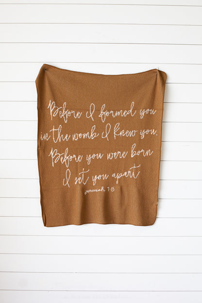 Jeremiah 1:5 Recycled Cotton Throw Blanket | Made in USA