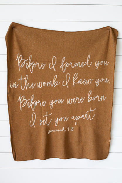 Jeremiah 1:5 Recycled Cotton Throw Blanket | Made in USA