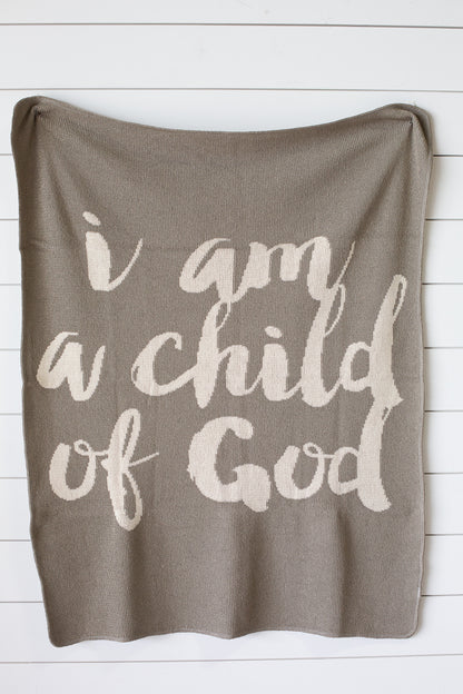 I Am a Child of God Recycled Cotton Throw Blanket | Made in USA