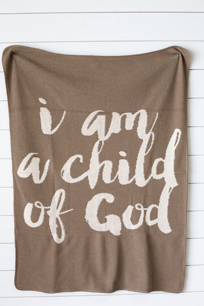 I Am a Child of God Recycled Cotton Throw Blanket | Made in USA