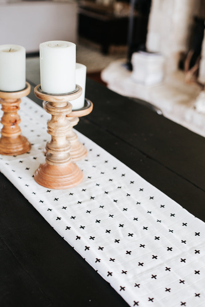 
                  
                    Load image into Gallery viewer, Organic Cotton Muslin Table Runner - Swiss Cross
                  
                