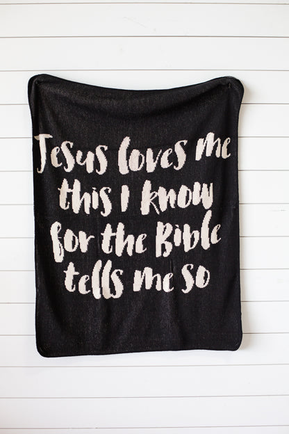 Jesus Loves Me Recycled Cotton Throw Blanket | Made in USA
