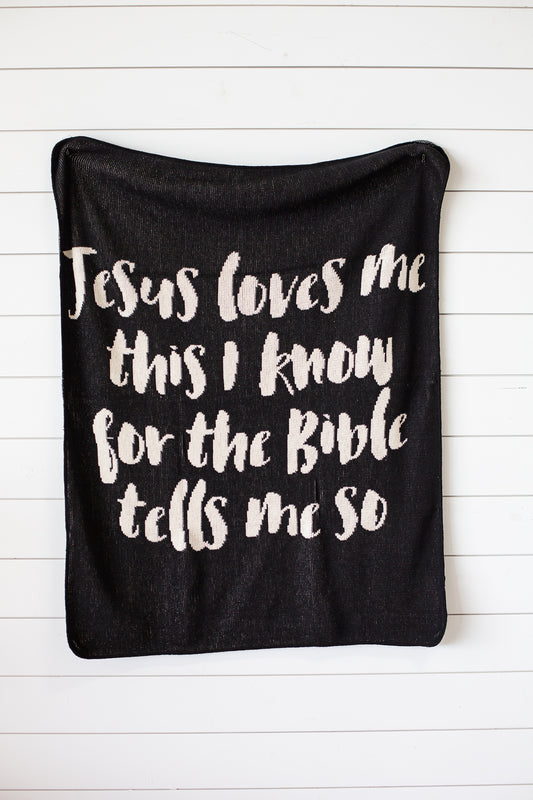 Jesus Loves Me Recycled Cotton Throw Blanket | Made in USA