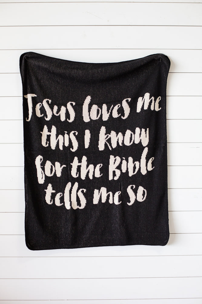Made in the USA | Recycled Cotton Blend Jesus Loves Me Throw Blanket