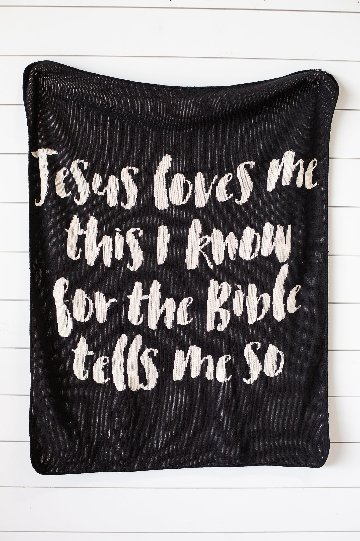 Jesus Loves Me Recycled Cotton Throw Blanket | Made in USA