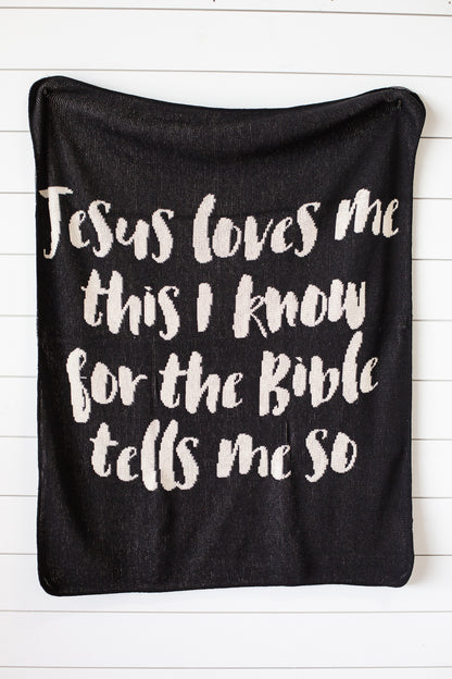 Jesus Loves Me Recycled Cotton Throw Blanket | Made in USA