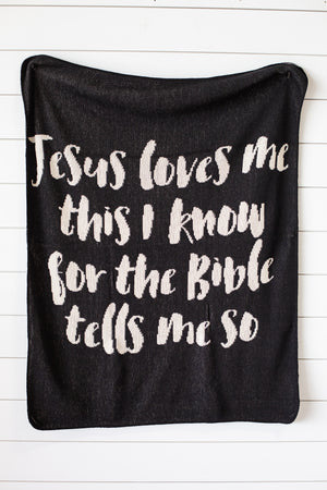 
                  
                    Load image into Gallery viewer, Made in the USA | Recycled Cotton Blend Jesus Loves Me Throw Blanket
                  
                