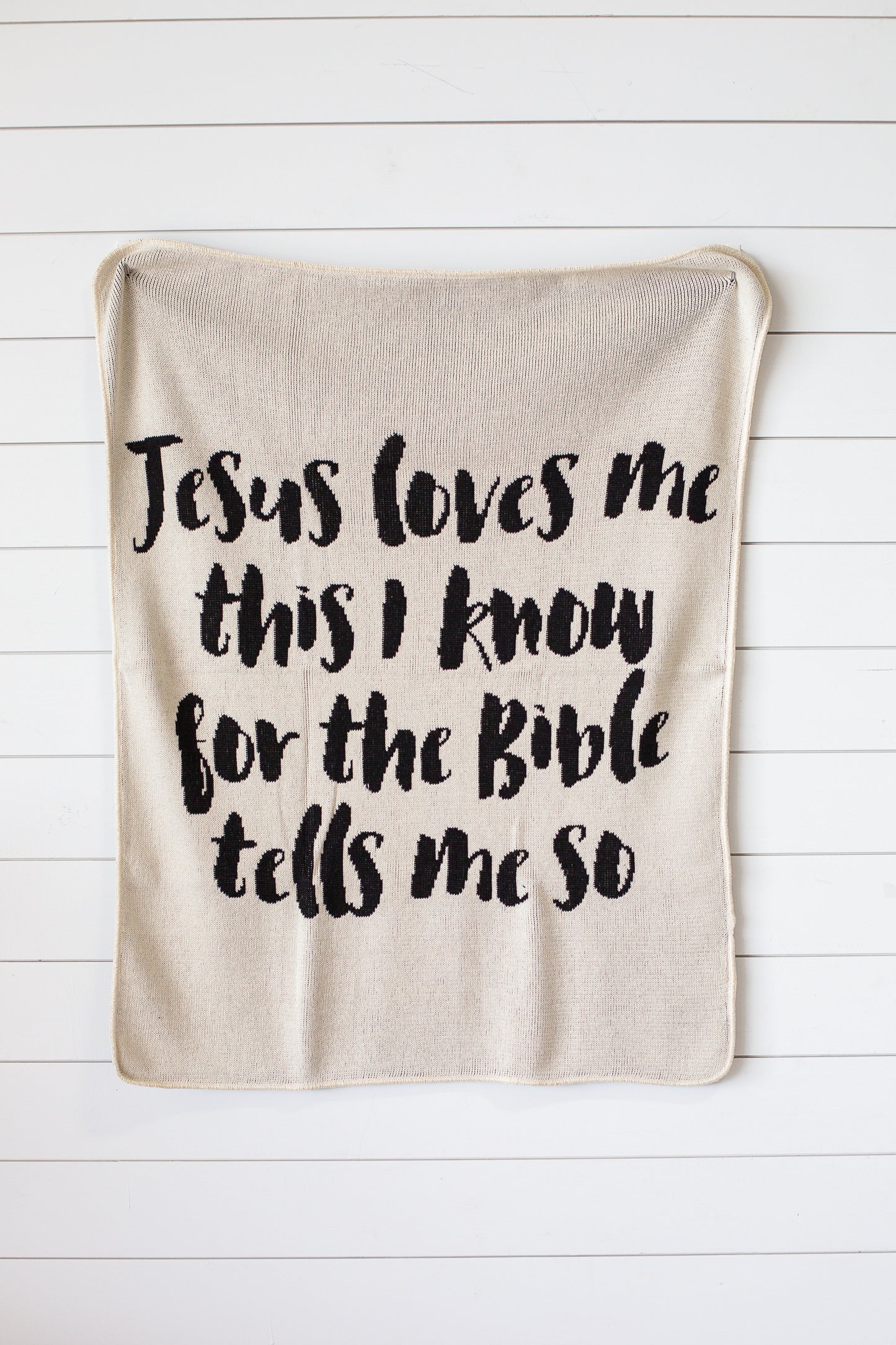 Jesus Loves Me Recycled Cotton Throw Blanket | Made in USA