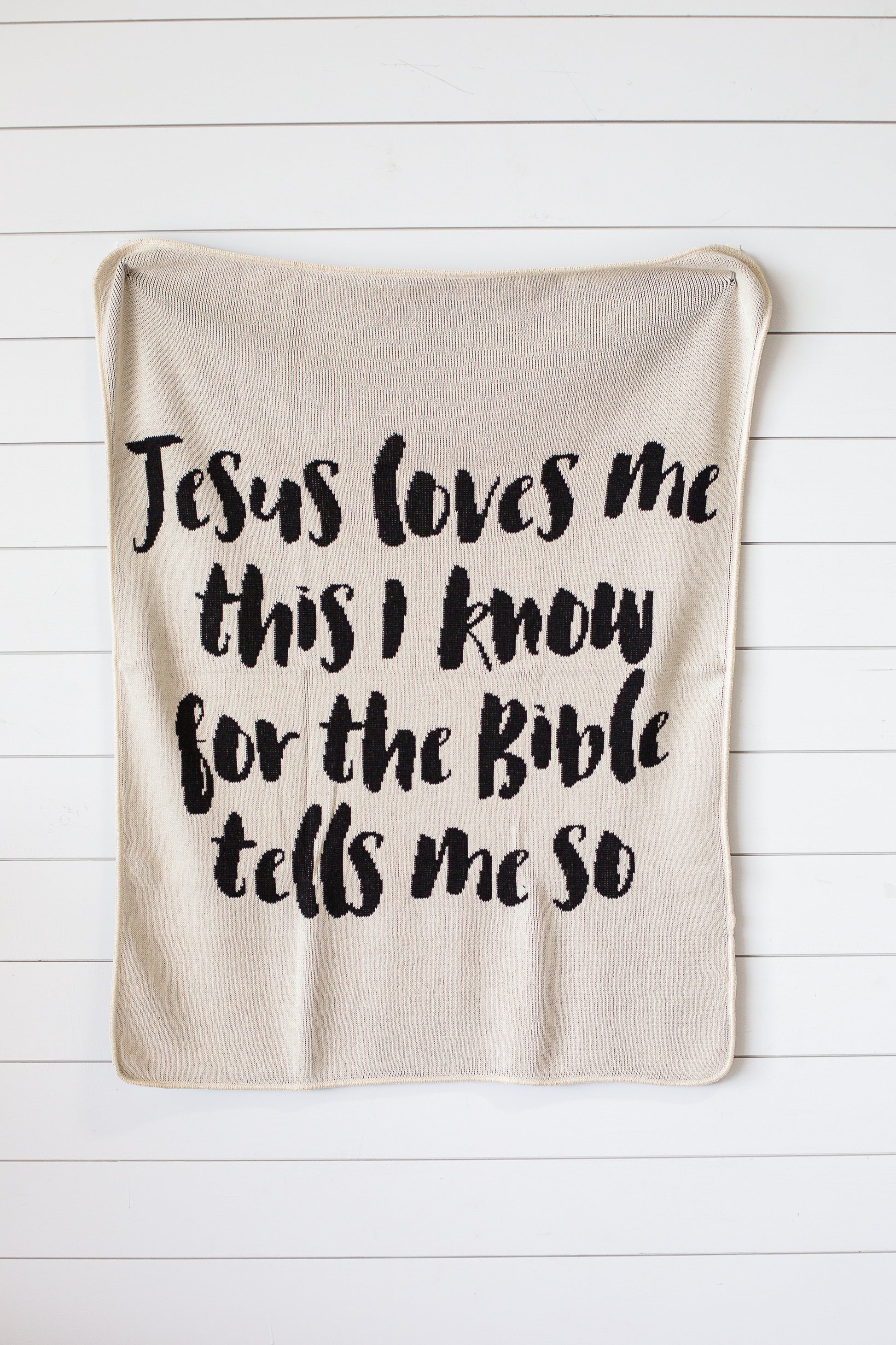 Jesus Loves Me Recycled Cotton Throw Blanket | Made in USA
