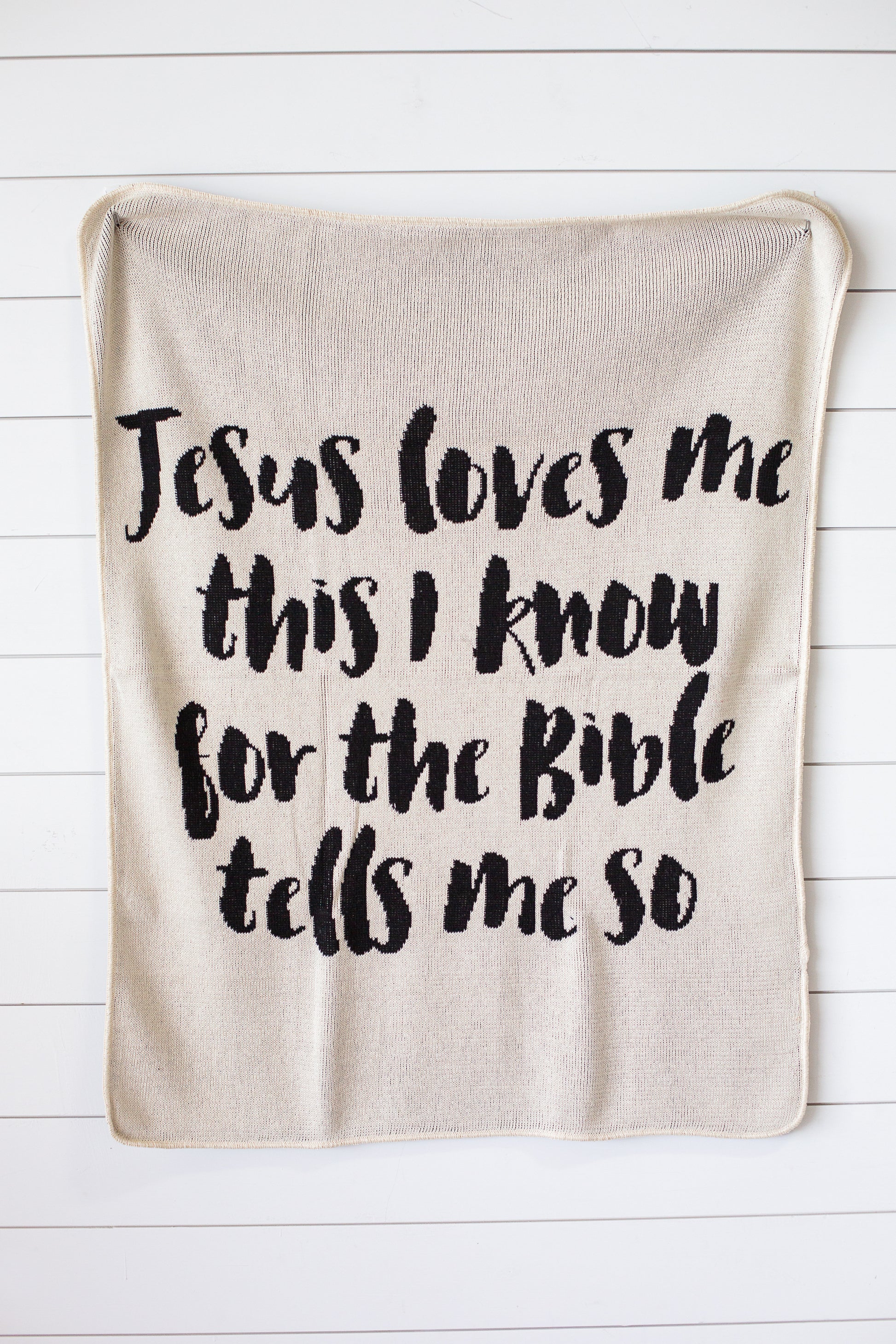 Jesus Loves Me Recycled Cotton Throw Blanket | Made in USA