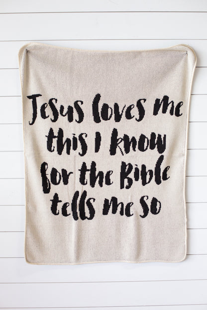 Jesus Loves Me Recycled Cotton Throw Blanket | Made in USA