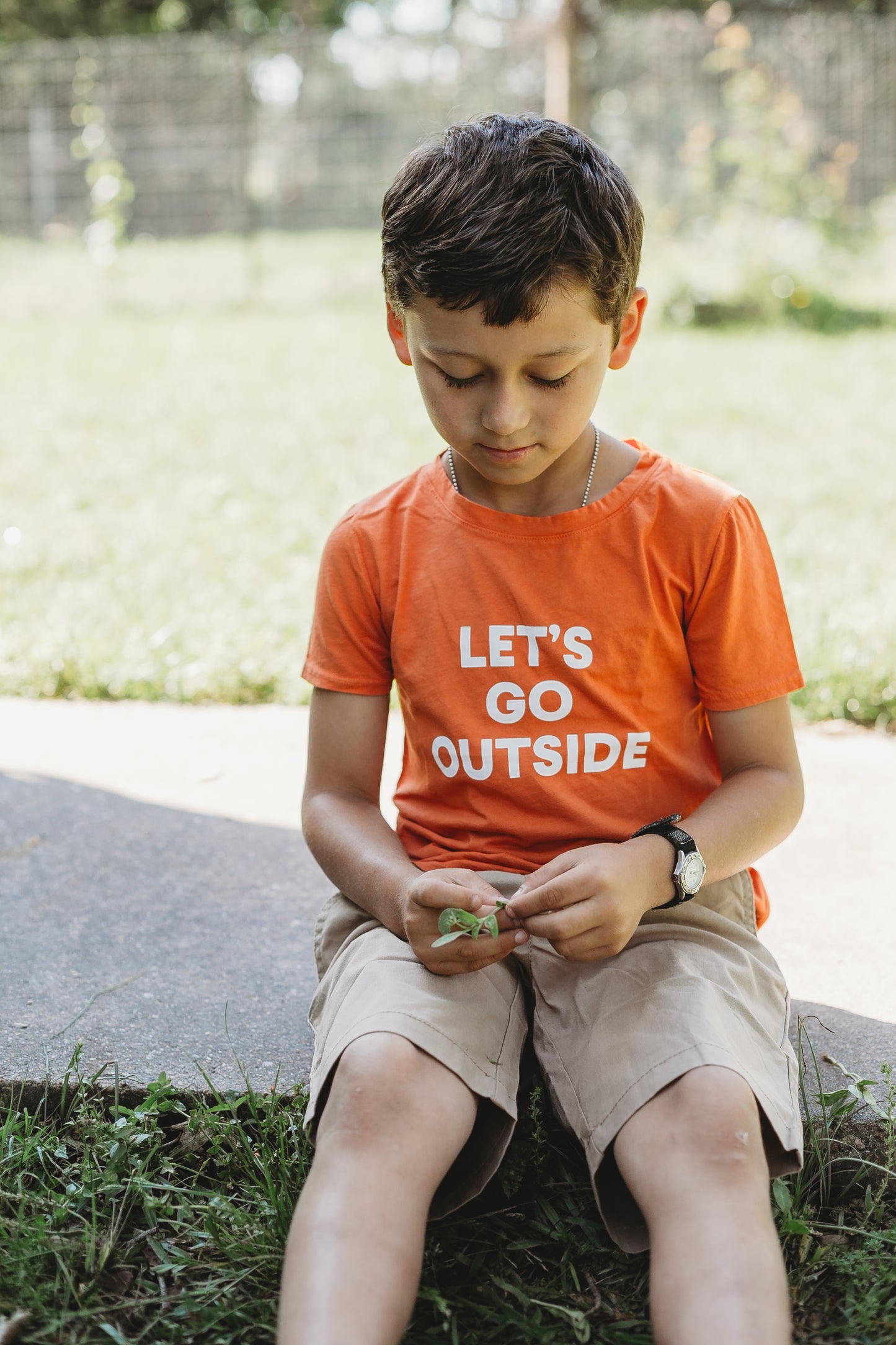 Let's go outside Kid's Crewneck Tee