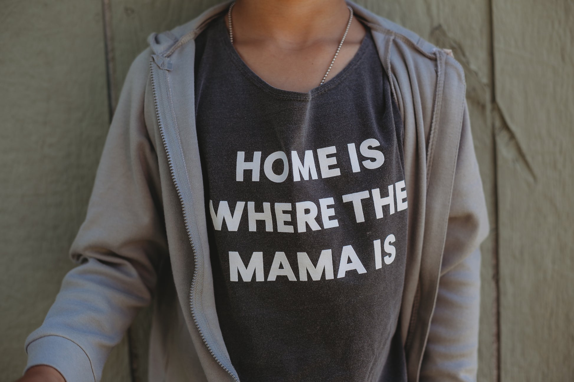 Home is where the mama is Kids Scoop Neck Tee -  Charcoal