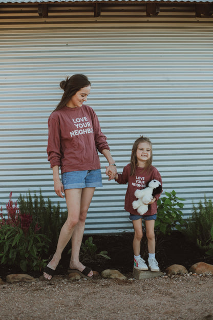 Love Your Neighbor organic cotton adult sweatshirt by Modern Burlap
