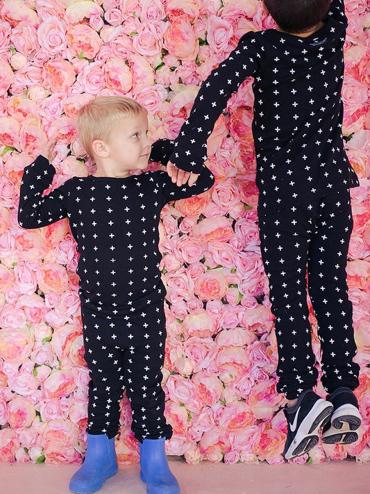 Swiss Cross organic thermal pajama set by Modern Burlap
