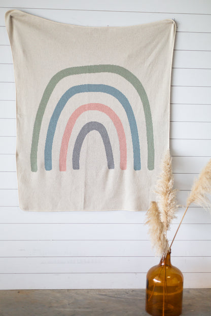 Rainbow Recycled Cotton Throw Blanket | Made in USA