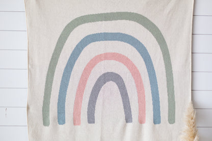 Rainbow Recycled Cotton Throw Blanket | Made in USA