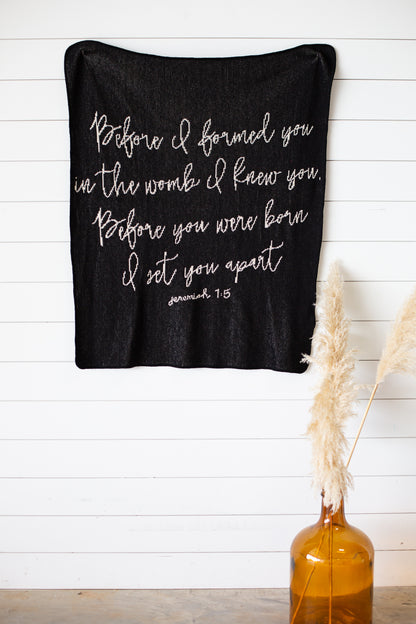 Jeremiah 1:5 Recycled Cotton Throw Blanket | Made in USA