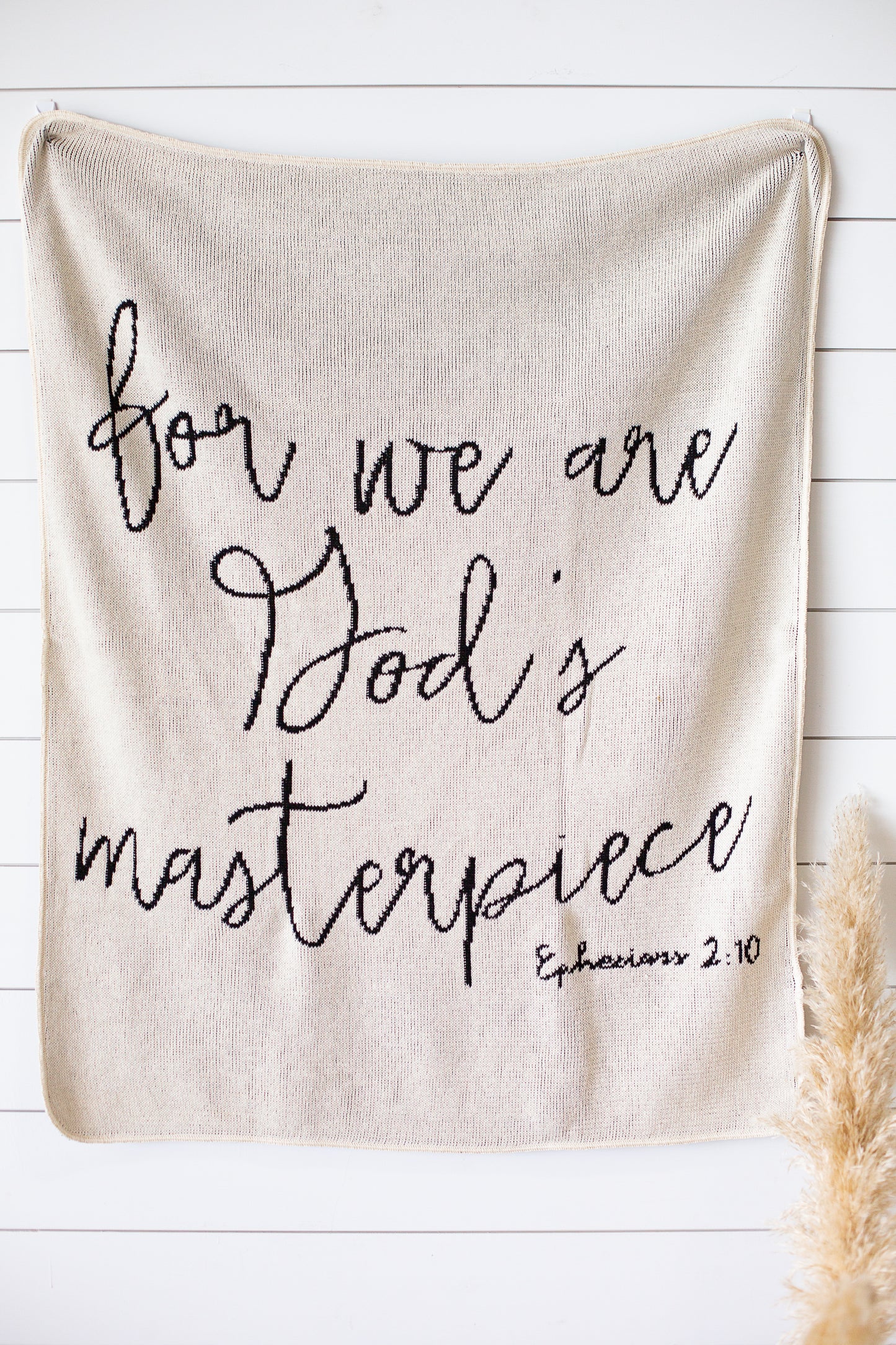 Ephesians 2:10 Christian throw blanket made in the USA by Modern Burlap
