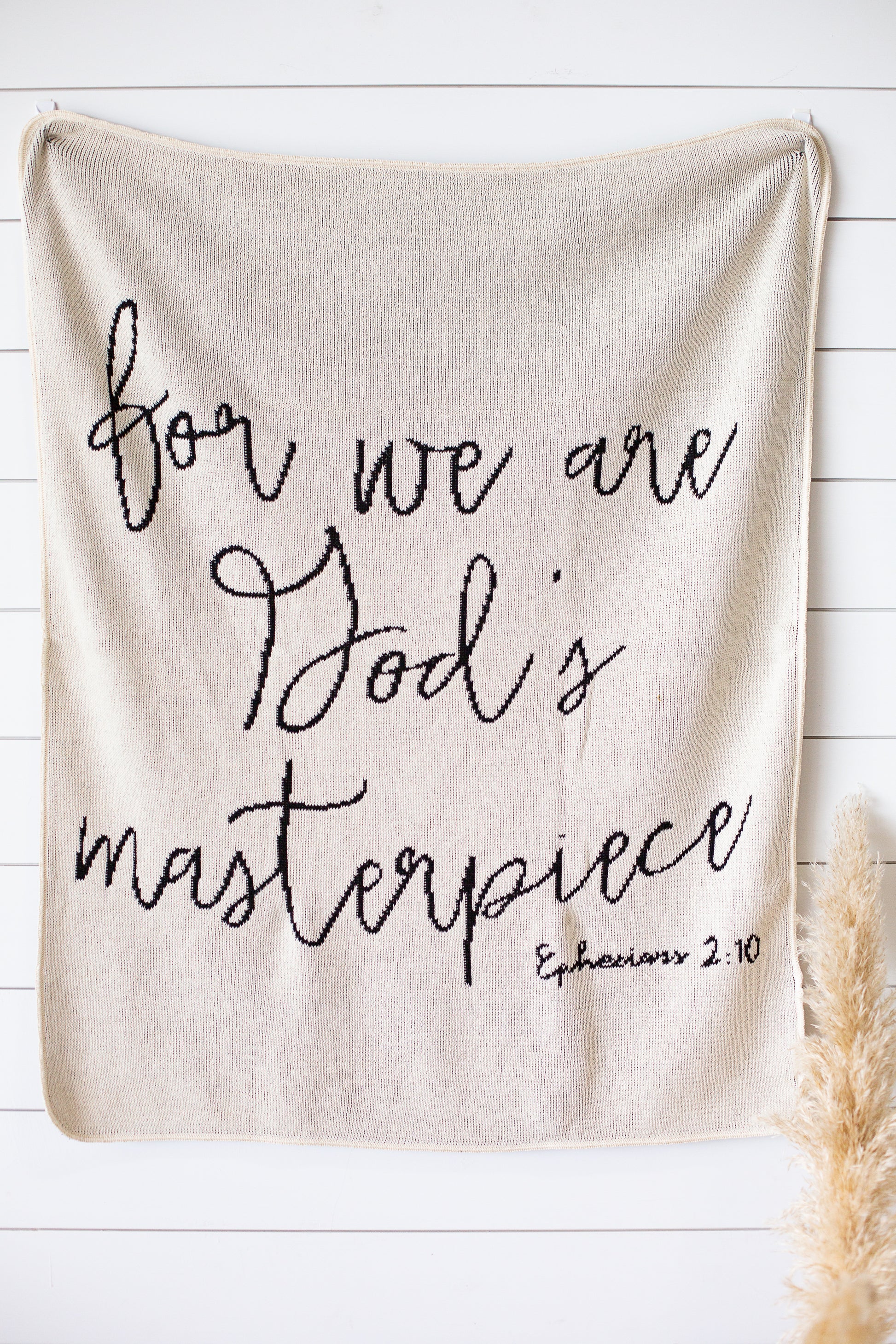 Ephesians 2:10 Christian throw blanket made in the USA by Modern Burlap