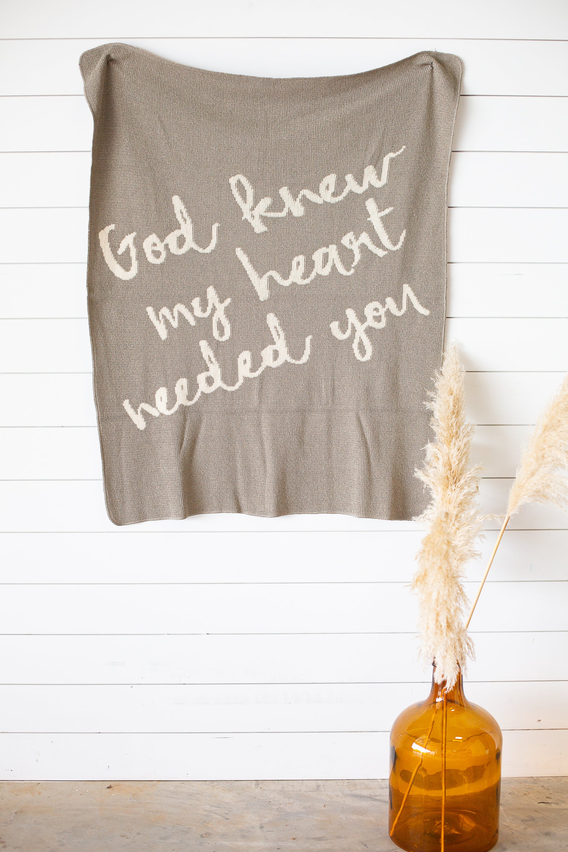 Made in the USA | Recycled Cotton Blend  God knew my heart needed you Throw Blanket
