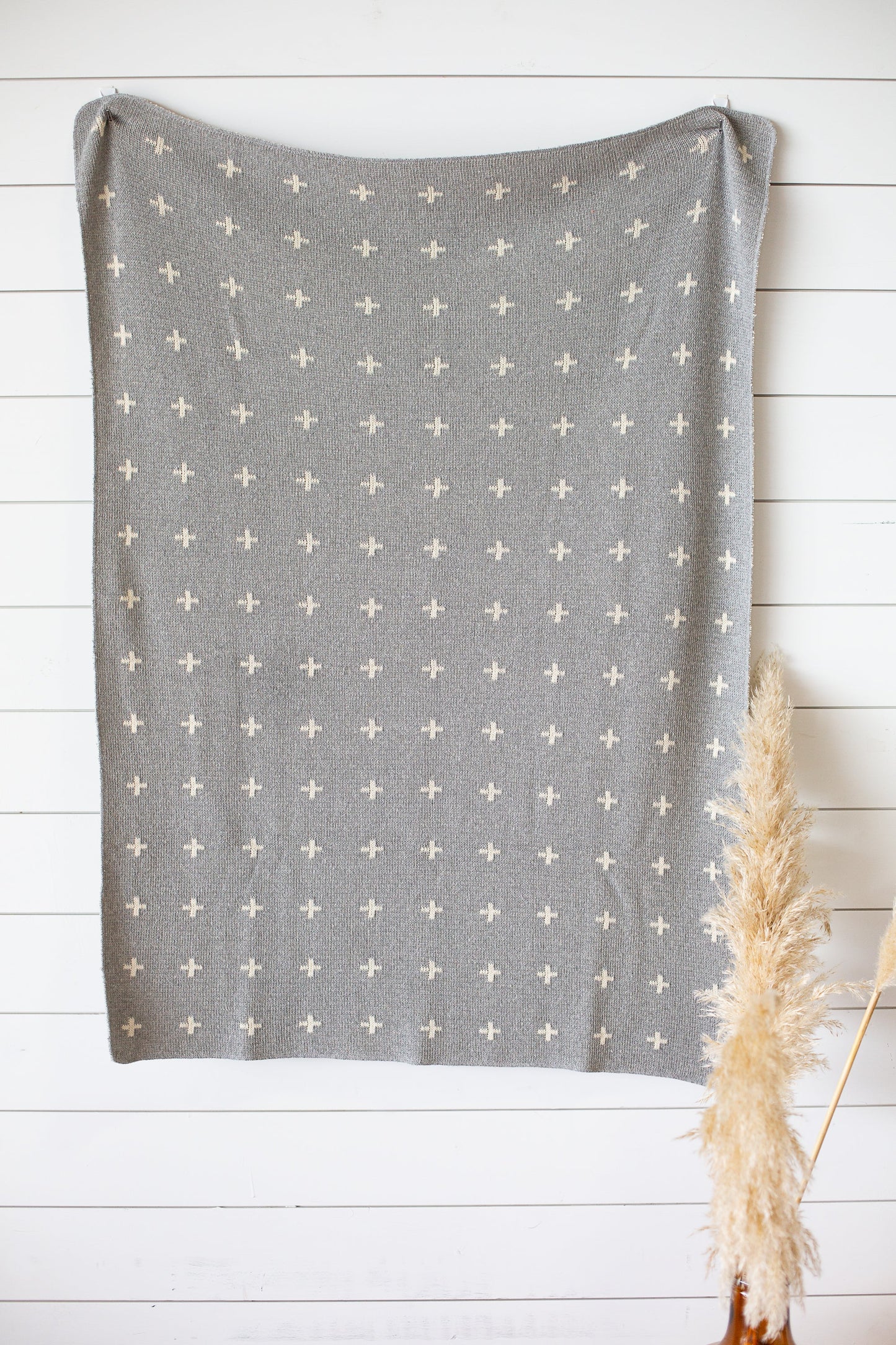 Modern Burlap Mini Swiss Cross recycled cotton blanket