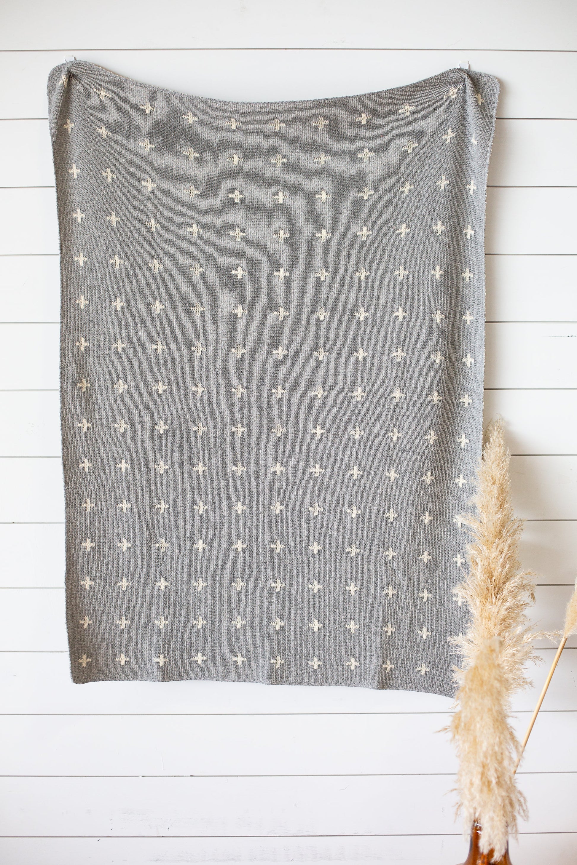 Modern Burlap Mini Swiss Cross recycled cotton blanket