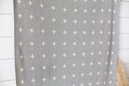 Modern Burlap Mini Swiss Cross home blanket