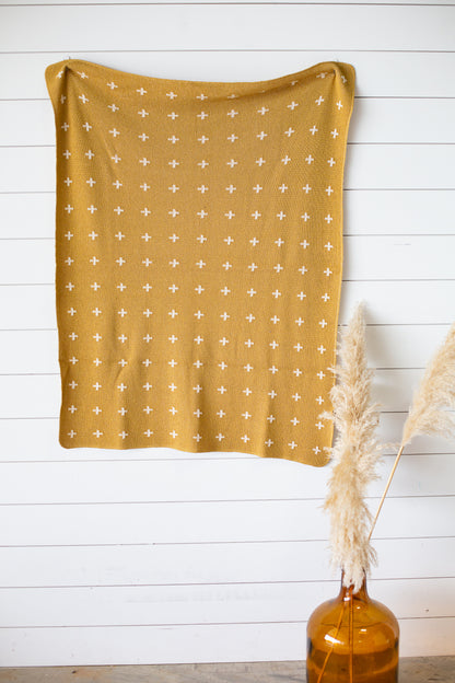 Modern Burlap Mini Swiss Cross blanket