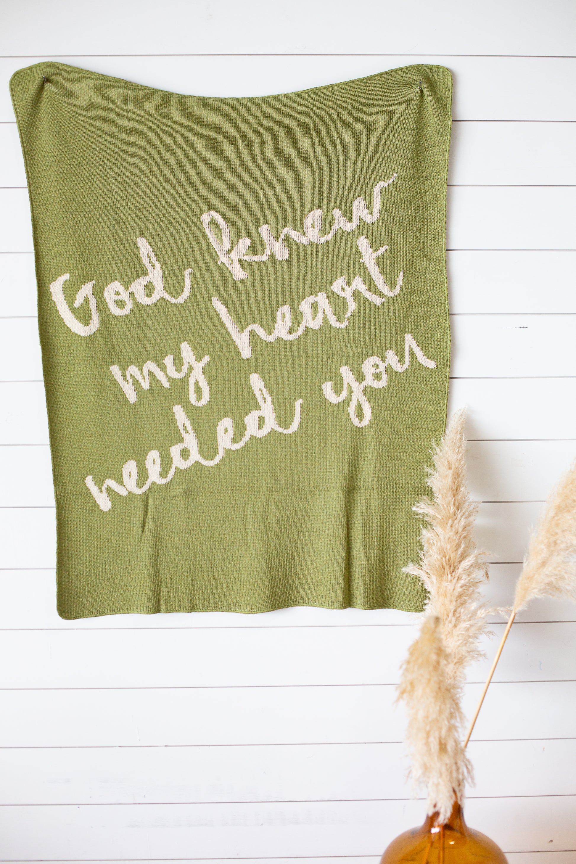 Made in the USA | Recycled Cotton Blend  God knew my heart needed you Throw Blanket