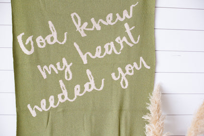 Made in the USA | Recycled Cotton Blend  God knew my heart needed you Throw Blanket