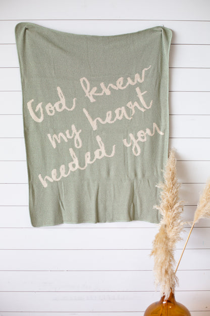 Made in the USA | Recycled Cotton Blend  God knew my heart needed you Throw Blanket
