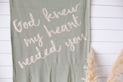 Made in the USA | Recycled Cotton Blend  God knew my heart needed you Throw Blanket