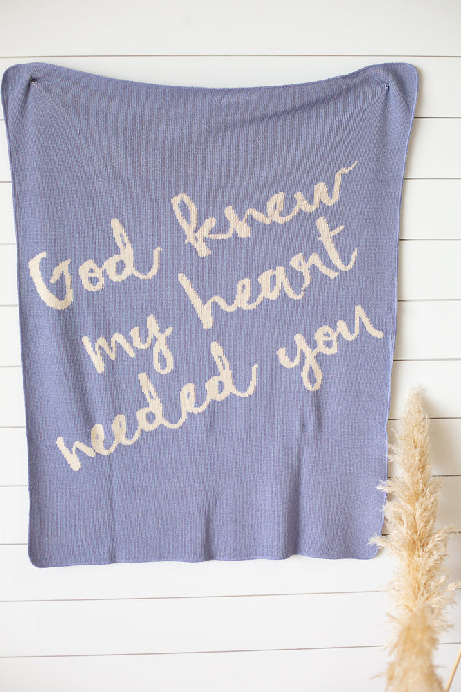 
                  
                    Load image into Gallery viewer, Made in the USA | Recycled Cotton Blend  God knew my heart needed you Throw Blanket
                  
                