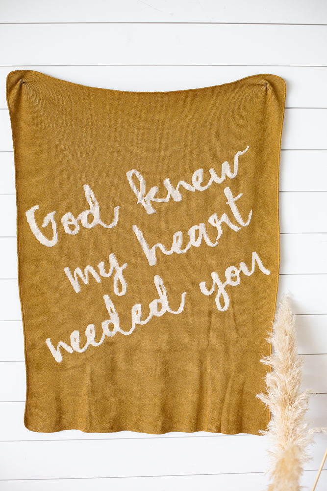 
                  
                    Load image into Gallery viewer, Made in the USA | Recycled Cotton Blend  God knew my heart needed you Throw Blanket
                  
                