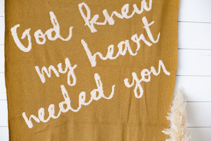 Made in the USA | Recycled Cotton Blend  God knew my heart needed you Throw Blanket