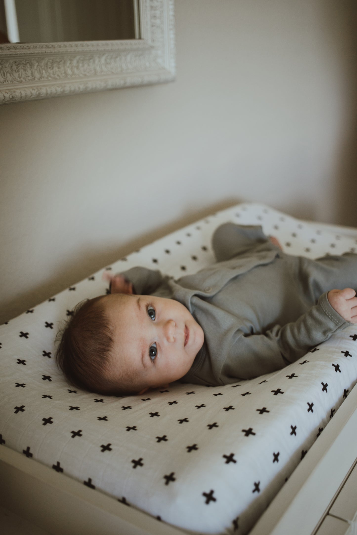Swiss Cross organic changing pad cover by Modern Burlap