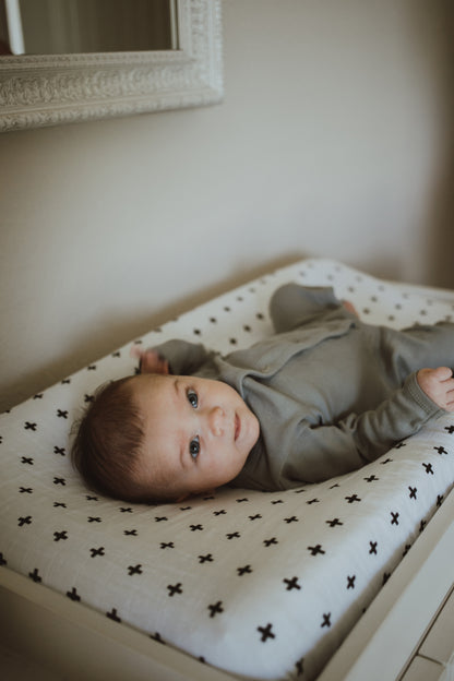 Swiss Cross organic changing pad cover by Modern Burlap