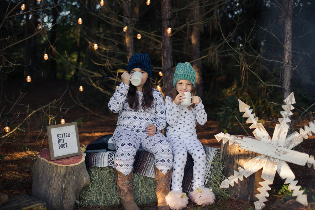 Organic Baby + Kids Pajama Set | Black on White Nordic Winter